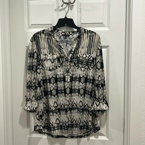 Ava and Grace blouse, black white gray. Size medium